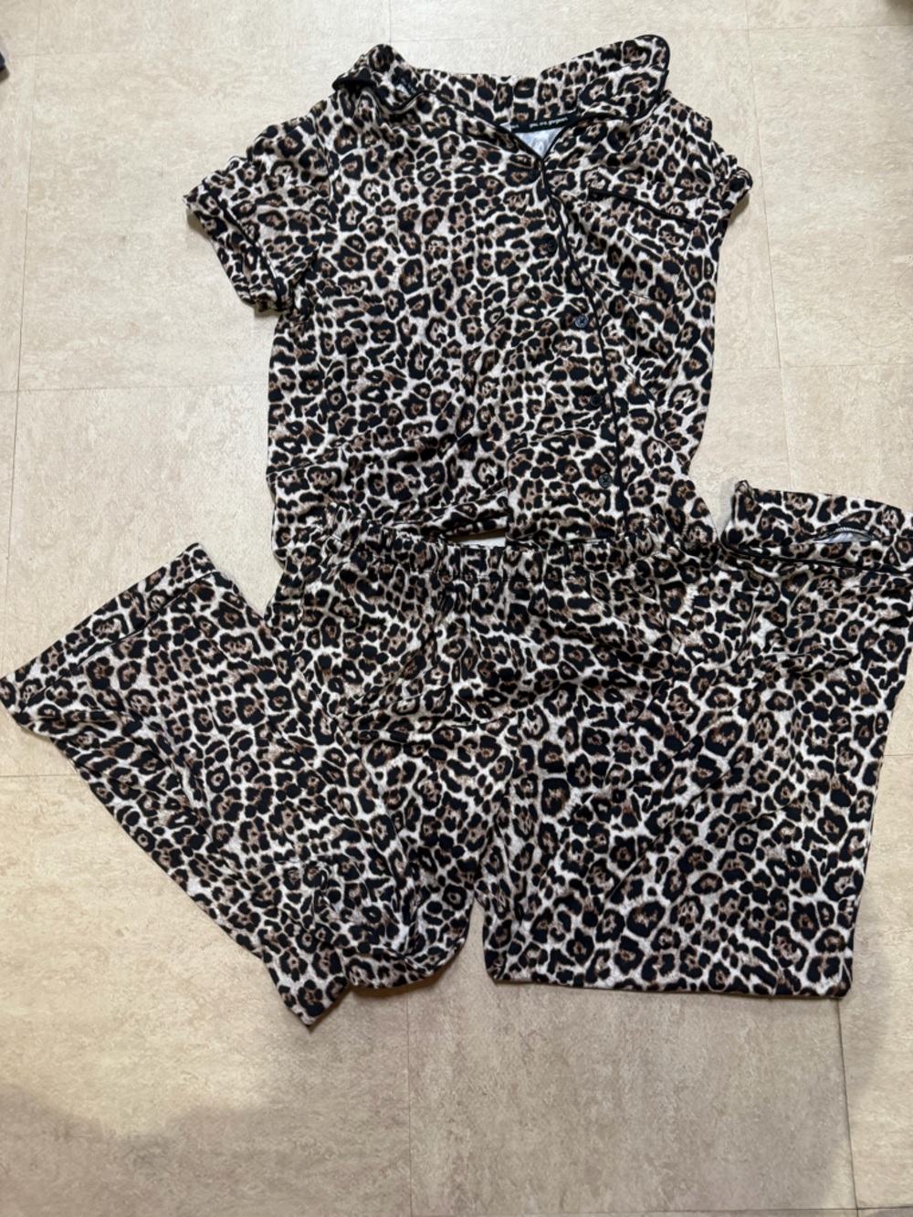 Leopard Print Wide Leg Pjs - Brown & Black